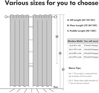 MIULEE Linen Texture Curtains for Bedroom Solid 100% Blackout Thermal Insulated Grey Curtains Grommet Room Darkening Drapes Luxury Decor for Living Room Nursery 52x63 Inch (2 Panels)