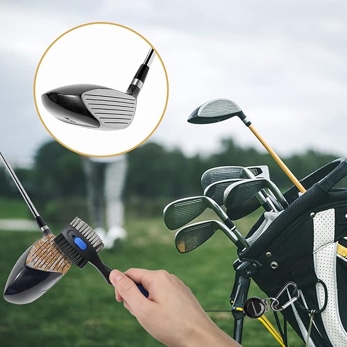 THIODOON 2 Pack Golf Club Brushes and Groove Cleaner 2 ft Retractable Zipline - Image 7