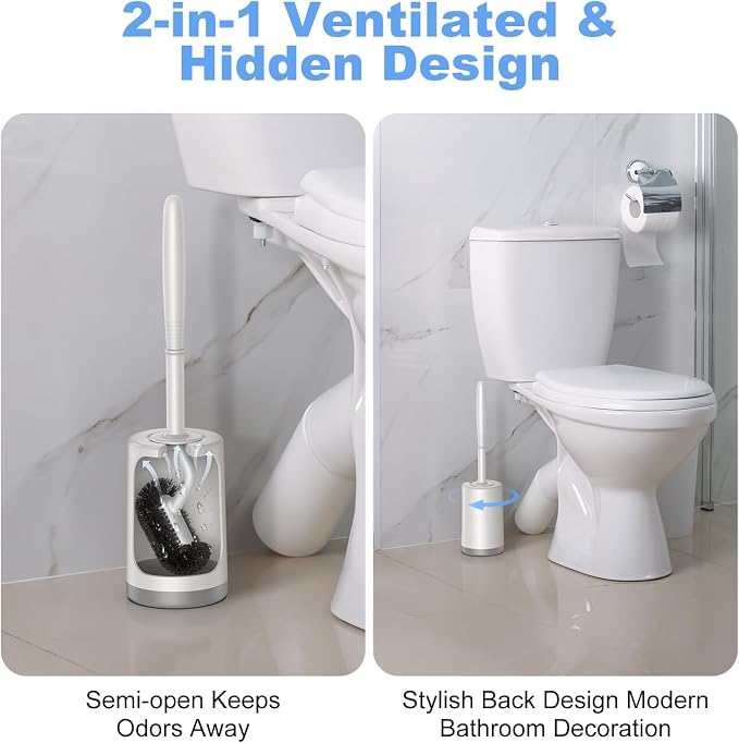 HAMITOR Toilet Bowl Brush Holder Set: Curved Design - Image 4