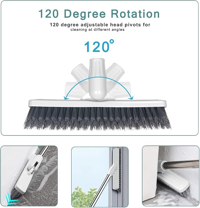 Affogato Floor Scrub Brush Bathroom Long Handle Bathtub Push Broom Shower Tile - Image 2