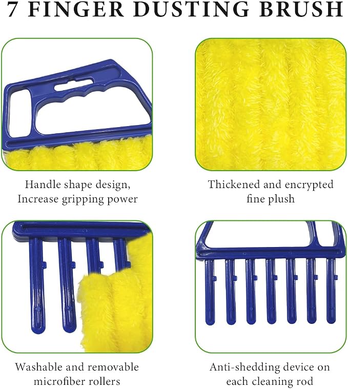 Blind Cleaner Duster Tool, Window Venetian Hand-held 7 Finger Dusting Cleaner - Image 3