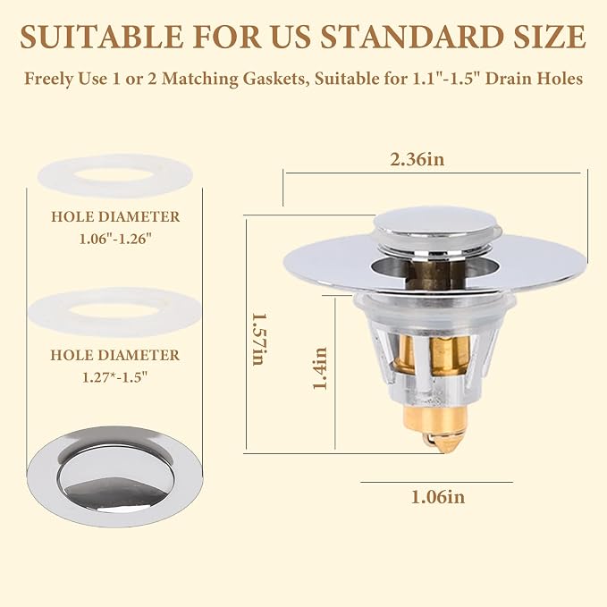 Bathroom Sink Stopper – Universal Bathroom Sink Drain Strainer - Image 2