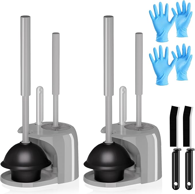 2PACK 4 in 1 Toilet Brush and Plunger Set by Unknown