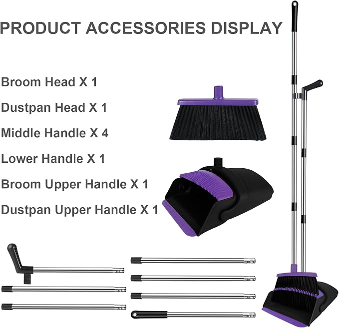Broom with Dustpan Combo Set, Standing Dust Pan Set - Image 7