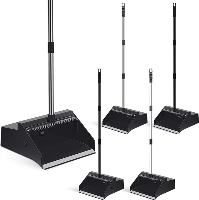 Leumoi 4 Pcs Dust Pans with Long Handle Set 36.6 Inch Commercial Dust Pan with by Leumoi