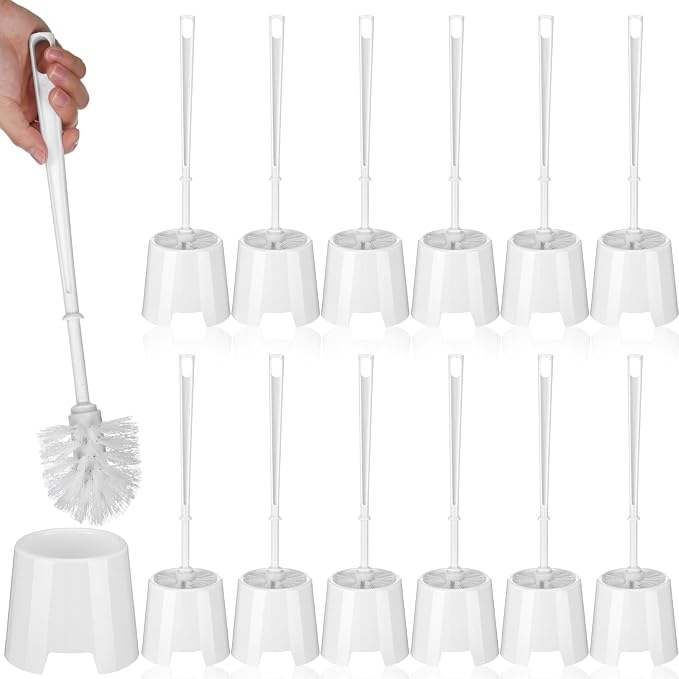 Mimorou 12 Sets Toilet Brushes and Holders Set White Toilet Bowl Brushes by Mimorou