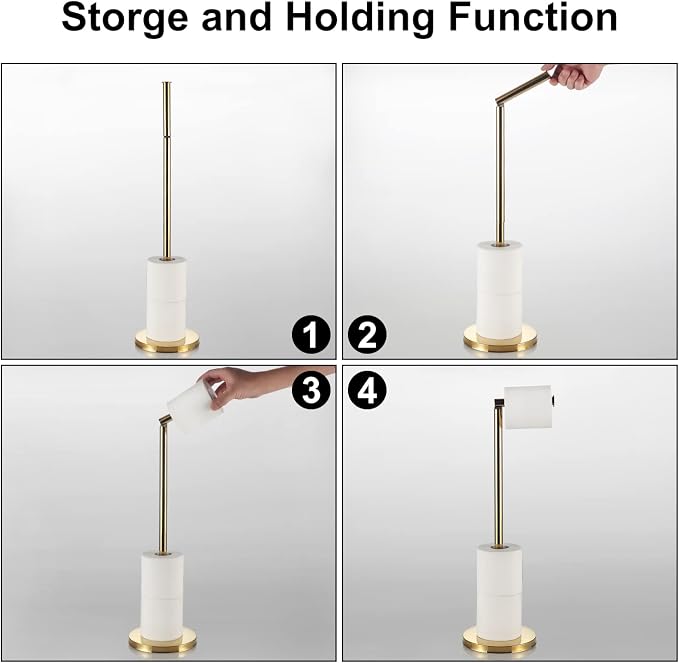 BGL Toilet Paper Holder Standing On Floor Polished Gold, Tissue Holder On Floor - Image 4