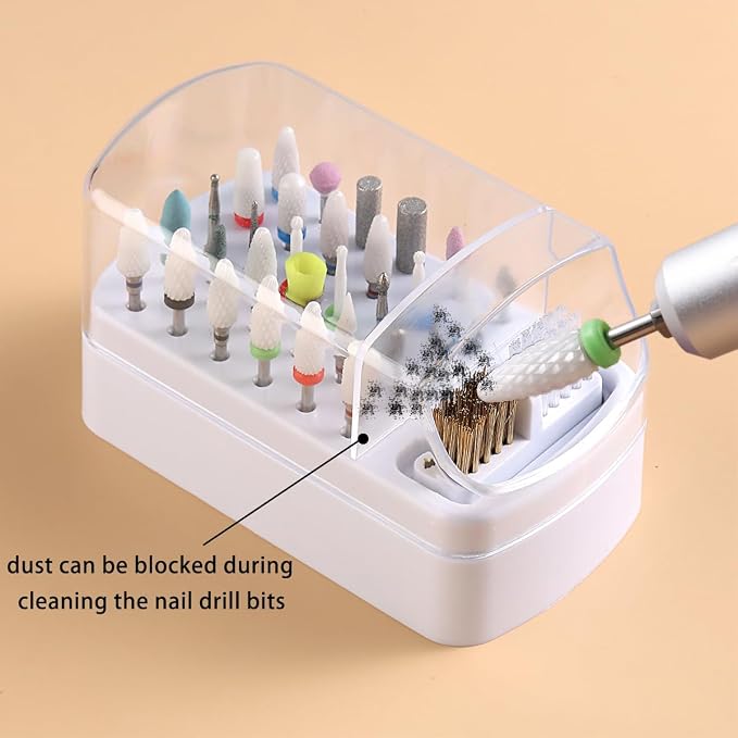 2 in 1 Nail Drill Bit Holder and Nail Drill Bits Cleaner Brush Case, 30 Holes - Image 4