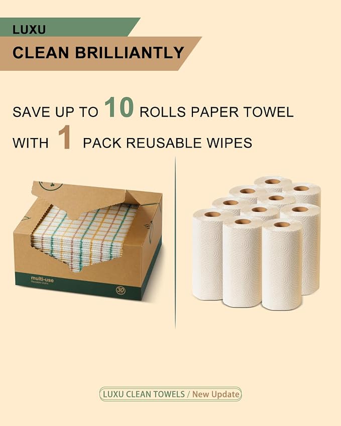 LUXU Reusable Cleaning Wipes, Dry Multi-Use Reusable Cloths, Heavy Duty - Image 6