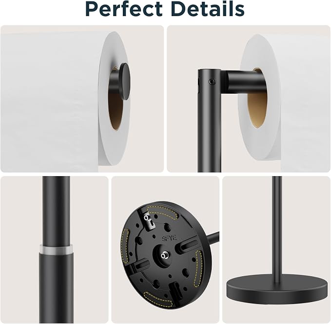 FORIOUS Toilet Paper Holder Stand Adjustable, Stainless Steel Freestanding - Image 6