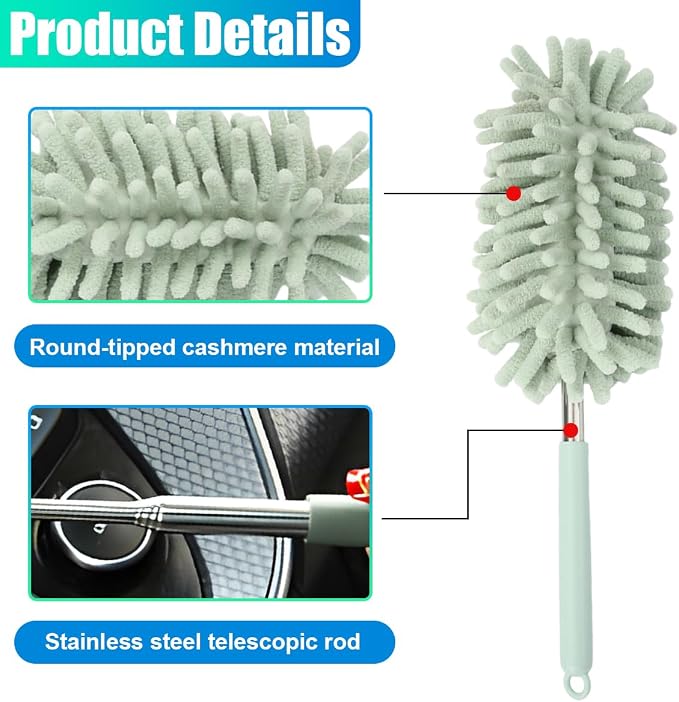 2PCS Car Interior Duster with Extension Pole – Washable Microfiber Dusters - Image 3
