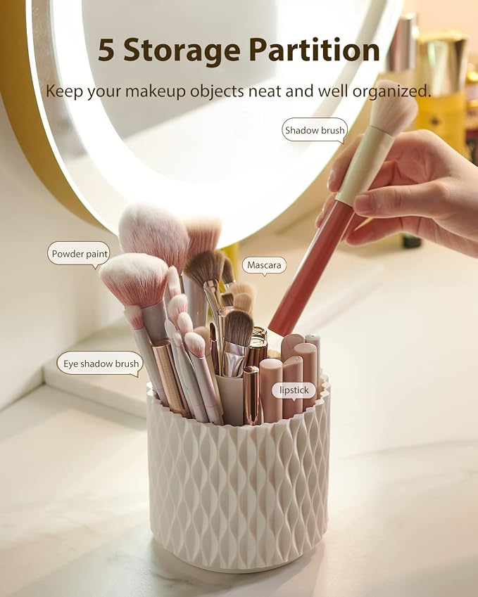 Rotating Makeup Brush Holder, 360 Rotating Cosmetics Make up Brush Organizer - Image 6