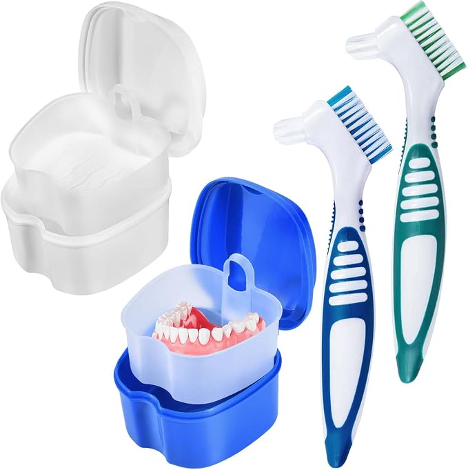 2 Pack Denture Bath Case Cup Box Holder Storage Container by KISEER