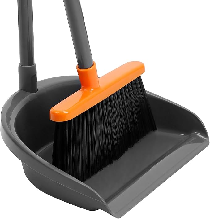 Long Handle Broom with Dustpan Combo Set by REEWII