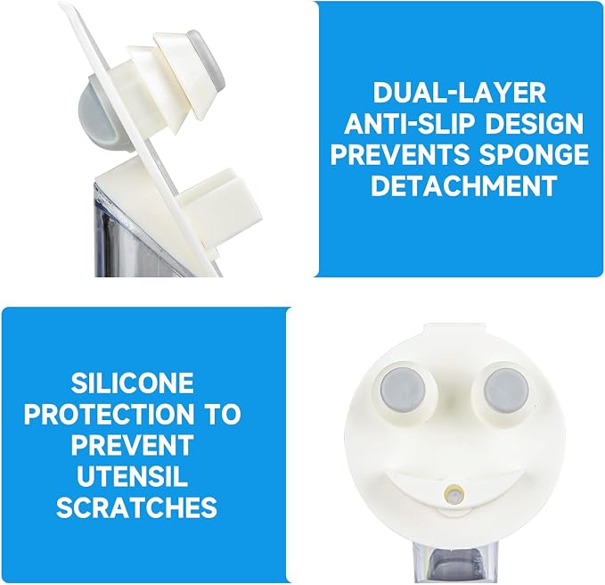 Smile Sponge Dish Wand Holder for Scrub Daddy, Soap Dispensing Handle, Scratch - Image 7