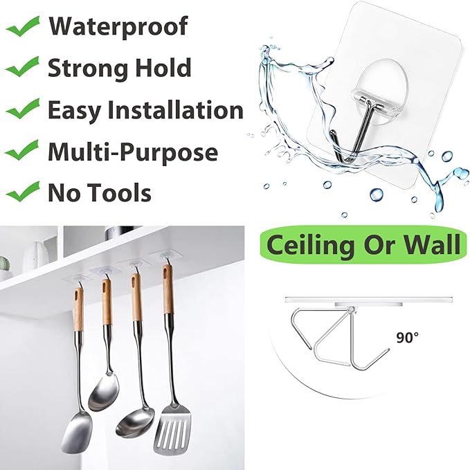 JINSHUNFA Adhesive Wall Hooks for Hanging Heavy Duty Towel Coat Hooks - Image 3