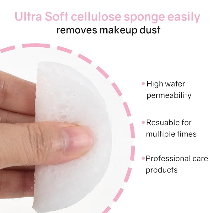 50-Count Compressed Facial Sponges, 100% Natural Cellulose Cosmetic Make Up - Image 3