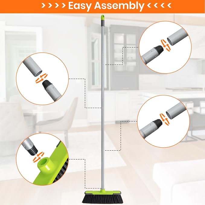 4 PK Soft Bristle Push Brooms for Sweeping Indoor/Outdoor Heavy Duty Commercial - Image 5