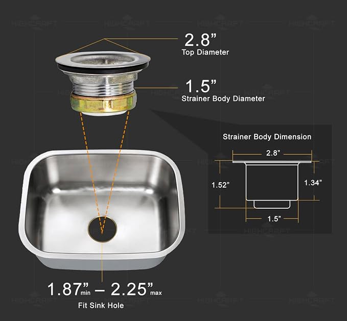 Highcraft 9773 Bar/Prep Sink 2 1/2 Junior Duo Stainless Steel Drain Assembly - Image 6