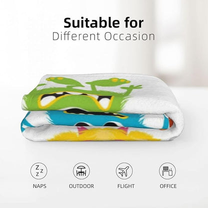 LOKMU Throw Blanket, Kids Cute Cartoon Fluffy Monsters Ultra-Soft Cozy Flannel Blankets, Fuzzy Plush Lightweight Modern Blanket for Couch Sofa Bedding Home Decor, 60" L x 50" W