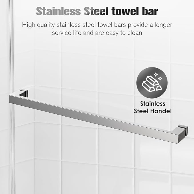 Shower Door 56–60 in W x 76 in H, 3/8" Tempered Glass Double Sliding Shower Door - Image 6