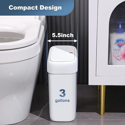 JOYBOS Bathroom Trash Can with Lid, 3 Gallon Small Garbage Can with Press Top - Image 2