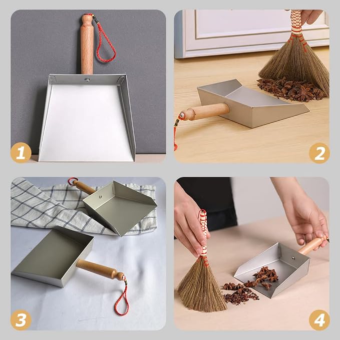 VOSAREA Mini Dustpan Stainless Steel Small Dustpan Portable Short Handle - Image 9