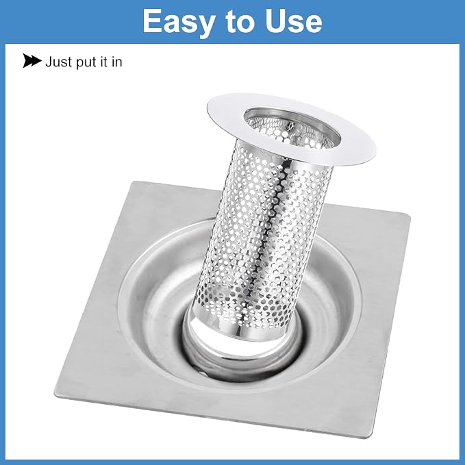 uxcell 2 Pack Shower Drain Strainer, 3.1" x 2" Stainless Steel Floor Drain - Image 5