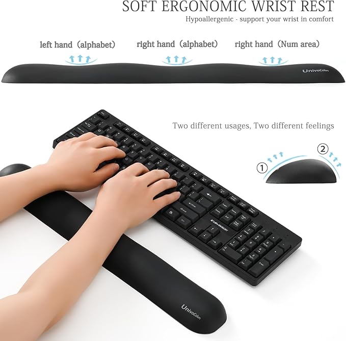 UnivoColors Design-Wave Set of Wrist Rest, Artificial Sheepskin+Memory - Image 3