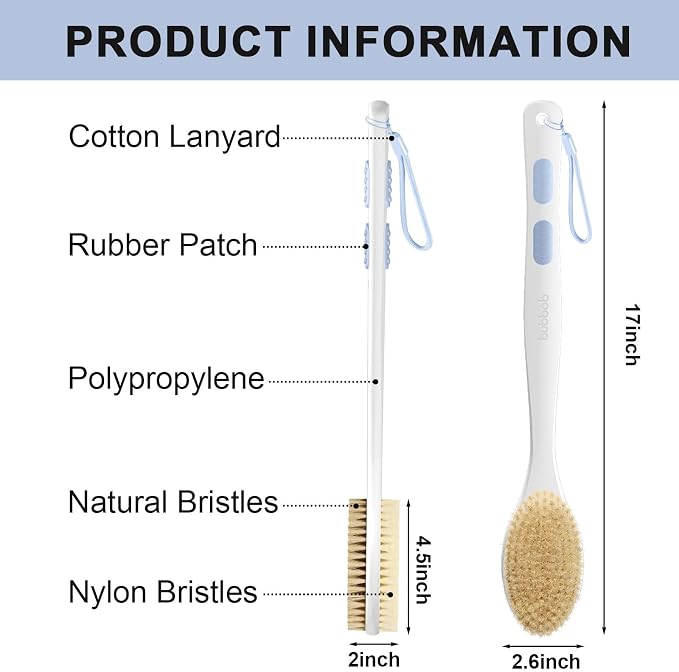 Back Scrubber for Shower with Long Handle, Exfoliating Bath Brush for Body - Image 6