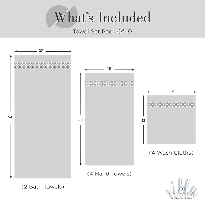 100% Combed Cotton Bathroom Towel Set of 10- 2 Bath Towels, 4 Hand Towels - Image 5