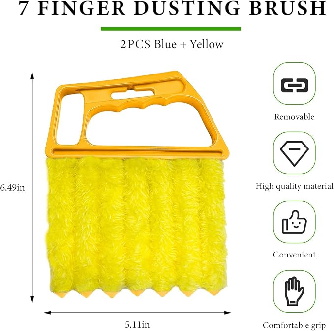 2 PCS Blind Cleaner Duster Tool, Window Venetian Hand-held 7 Finger Dusting - Image 2