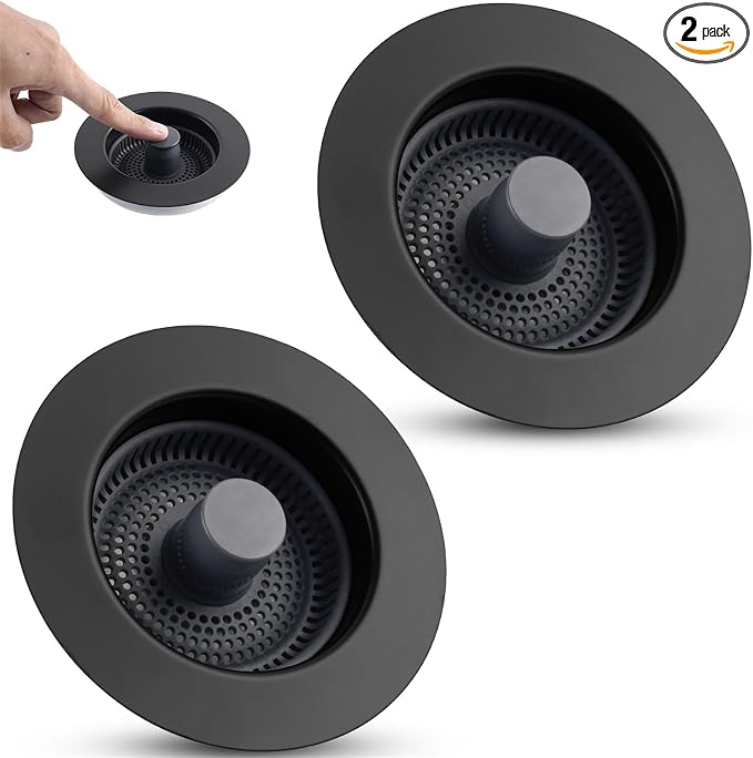 Universal 3 in 1 Kitchen Sink Drain Strainer Stopper Combo, Anti-Clog and Easy by Greatcomfortathome