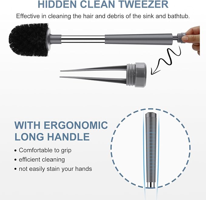 SetSail Toilet Brush and Holder 4 Pack, Self Closing Lid Toilet Bowl Brushes - Image 3