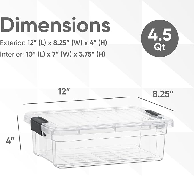 Superio Storage Bins with Lids- 2 Pack, 4.5 Qt Clear Boxes - Image 2