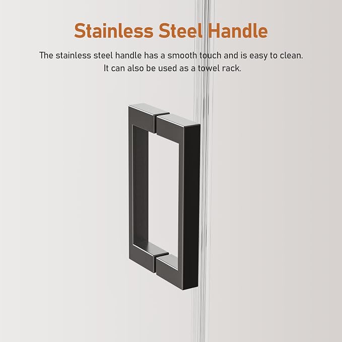 50-54 Inch Frameless Sliding Shower Door, 5/16" Clear Tempered Glass, Smooth - Image 6