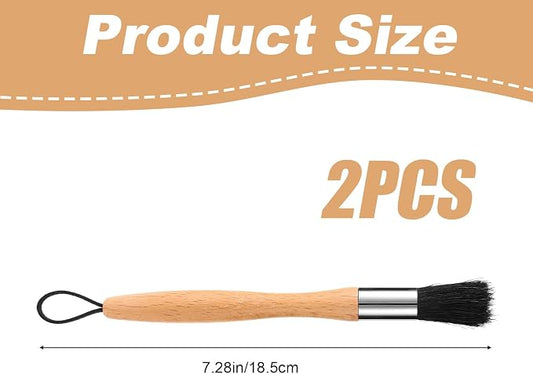2pcs Auto Parts Cleaning Brushes, Wood Handle Detailing Cleaner Brushes - Image 2