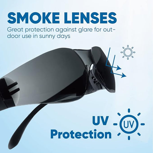 amoolo Tinted Safety Glasses Bulk of 24, Protective Safety Sunglasses, Dark - Image 2
