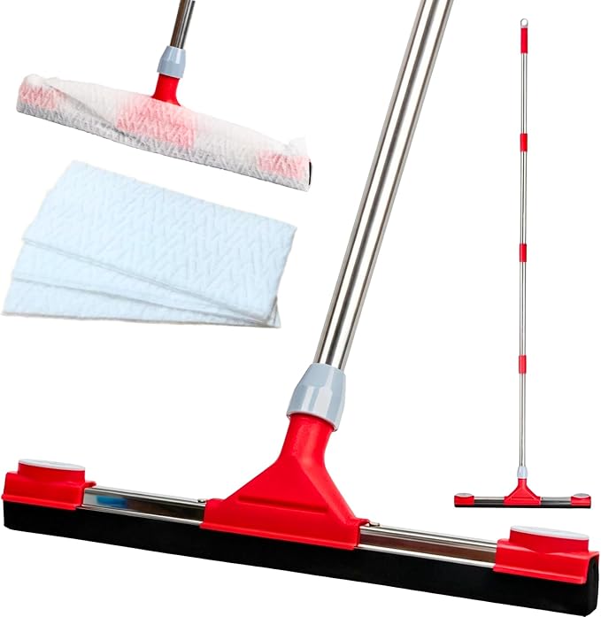 Heavy Duty Floor Squeegee for Concrete Floor – 17.3” EVA Foam Blade by GleamGaGa