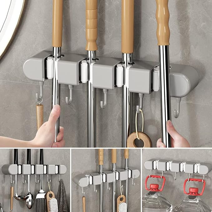 VALINK Brooms and Mop Holder Wall Mounted, Brooms Hanger - Image 3