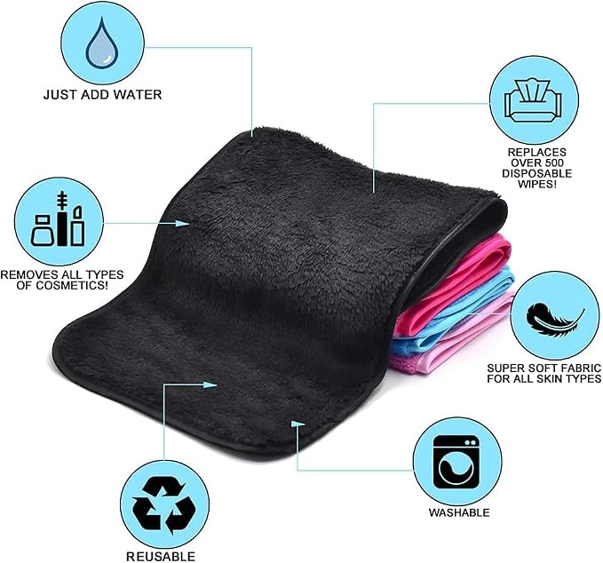 UWEME Makeup Remover Cloths 4 Count: Microfiber Reusable Fast Drying Washcloth - Image 2