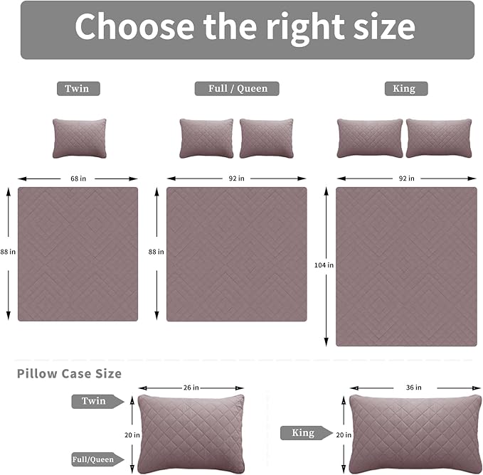 Easy-Going Full/Queen Size Reversible Quilt Set with 1 Quilt and 2 Pillow Shams, Soft Bed Quilt Cover, Water Resistant Lightweight Microfiber Bedspread, Stain Resistant, Pink/Beige
