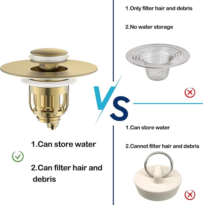 Universal Bathroom Sink Stopper, Pop Up Sink Stopper - Image 5