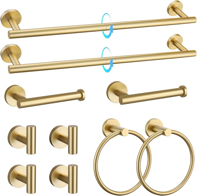 TQKAG Brushed Gold Bathroom Hardware Accessories Set 10-Pieces, Premium SUS304 by TQKAG