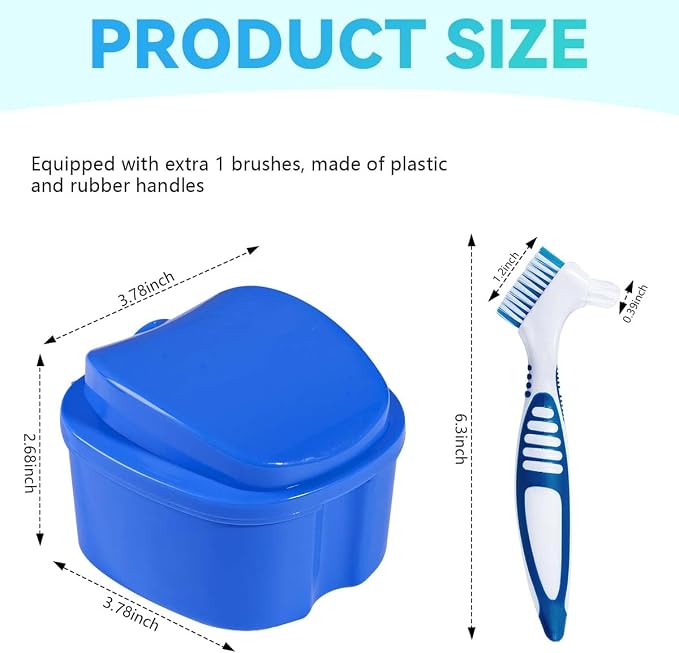 Blue Denture Bath Case Cup Box Holder Storage Container - Image 2
