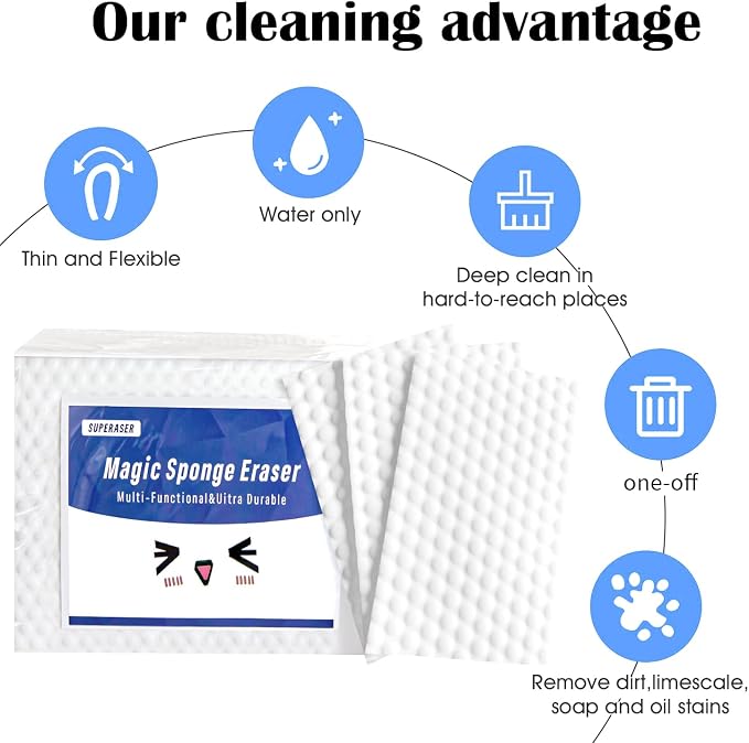 Magic Sponge Eraser Sheets, Long Lasting, Disposable Cleaner Pads Eraser Wipes - Image 5