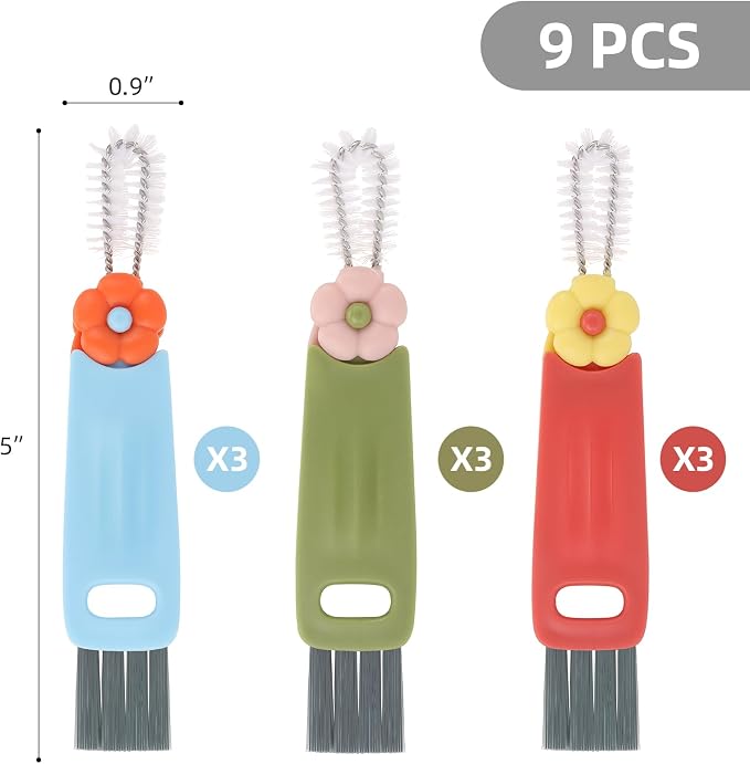 9 Pcs 3 in 1 Cup Lid Cleaning Brush, Cup Lid Gap Cleaner - Image 2