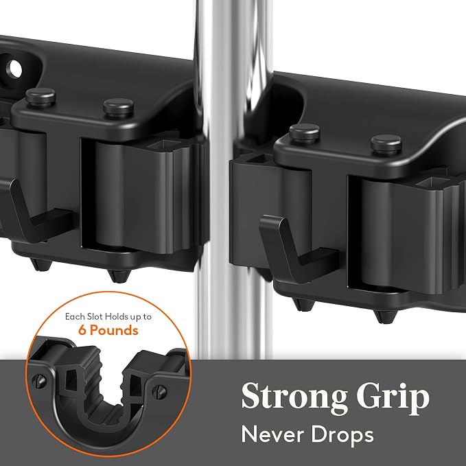 Lifewit Mop and Broom Holder Wall Mount, Anti-Slip Broom Hanger - Image 2
