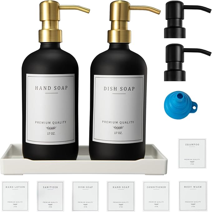 Glass Soap Dispenser for Kitchen Sink, Farmhouse Dish Soap Dispenser&Hand Soap by Eggs+sound