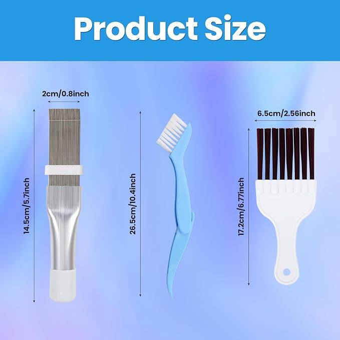 3 Pcs Air Conditioner Condenser Fin Comb Cleaner Kit, Ac Coil Cleaner Brush - Image 6